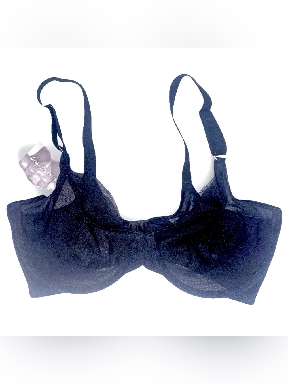 NWT Smart and Sexy Sheer Mesh Underwire Bra 36 DDD Black Unlined SA1388 Demi